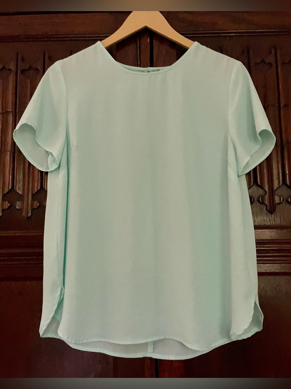 Naked Zebra Vintage Mint Green Short Sleeve Blouse Size M
